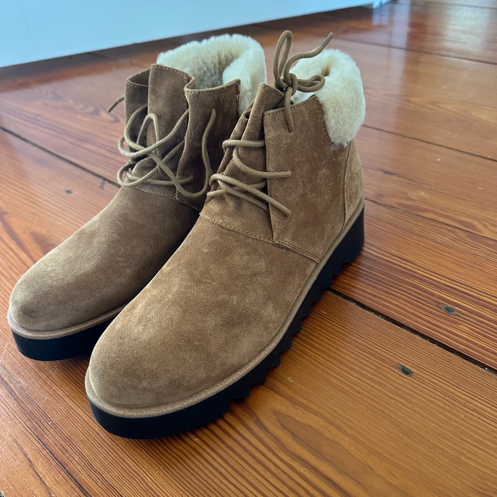 Eileen Fisher Brown Suede Ankle Boots
